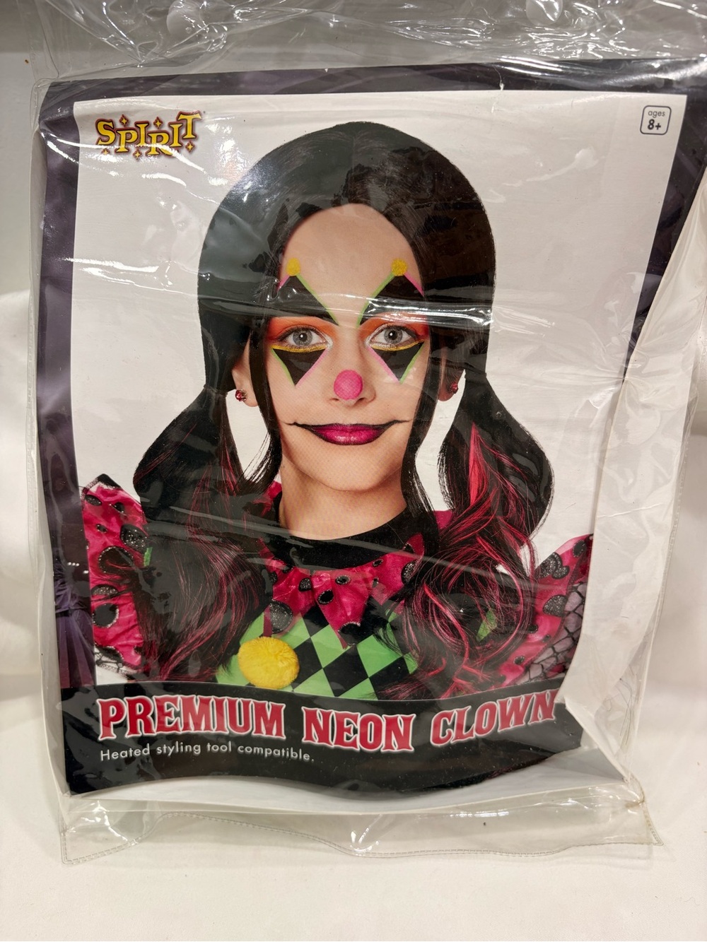 New Spirit Halloween Kids Premium Neon Clown Wig Ages 8+